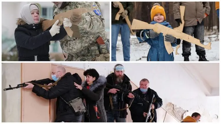 С деревянным автоматом наголо. Как украинских женщин и детей готовят “с Путиным воевать” – “Страна”